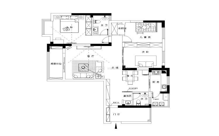 三居室房子戶型設(shè)計圖片2023