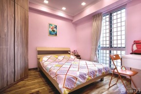 140平米三室二厅装修 粉色墙面装修效果图片