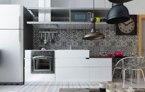 交换空间小户型厨房瓷砖贴图效果图