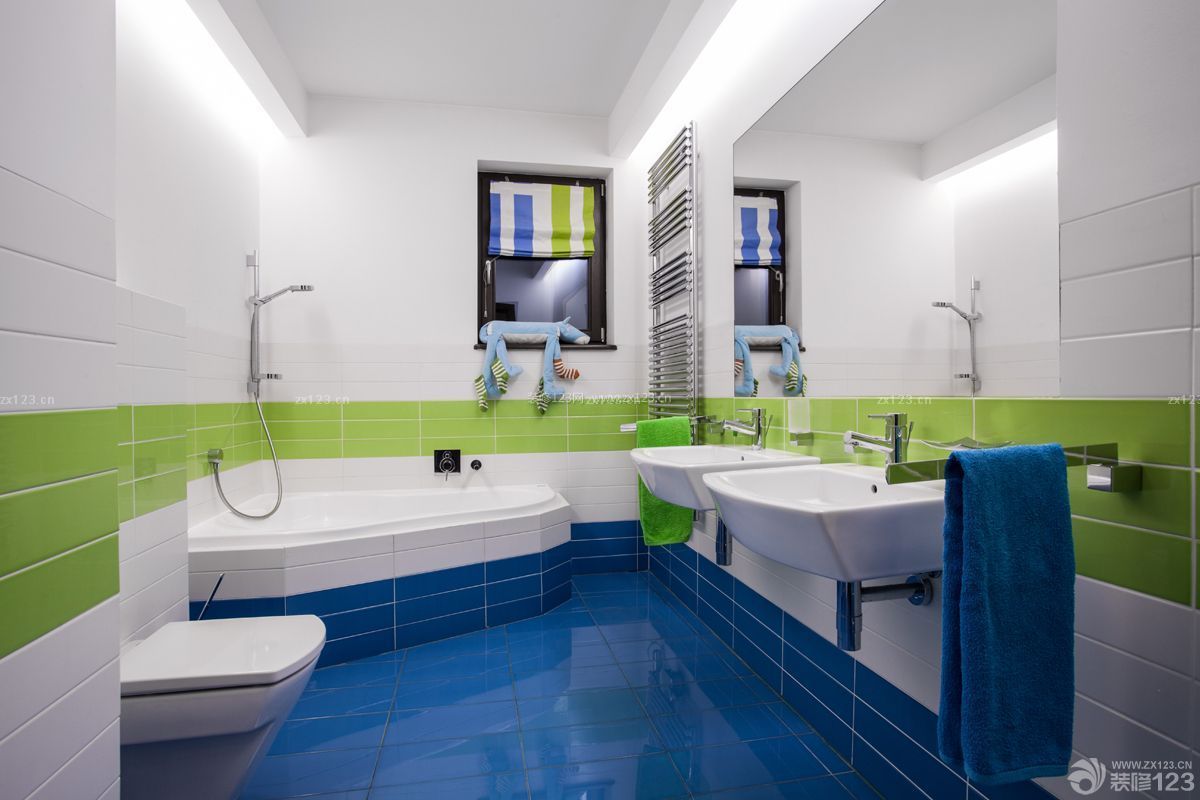 绚丽交换空间卫生间样板间蓝色地砖装修效果图片