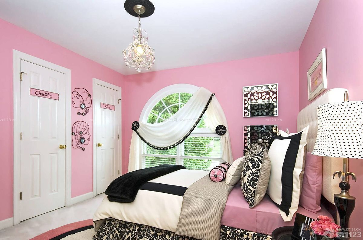交换空间儿童房粉色墙面装修效果图片设计