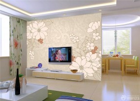 电视背景墙墙纸 温馨简单客厅装修图小户