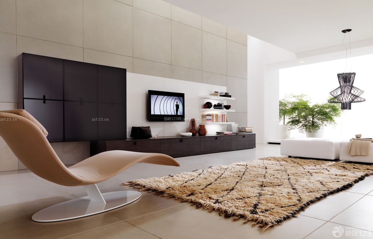 现代时尚家装客厅实木电视柜效果图
