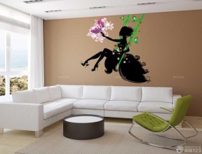 客厅手绘效果图 沙发背景墙装修效果图片