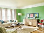 现代简约客厅绿色背景墙面装修效果图片
