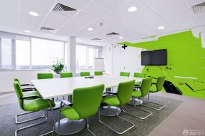 会议室背景墙效果图 绿色墙面装修效果图片
