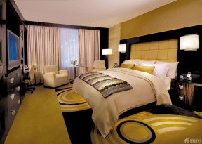 高档宾馆客房纯色窗帘装修效果图片