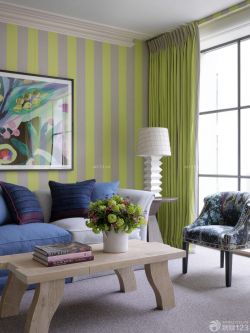 现代风格颜色搭配主卧室条纹壁纸图片
