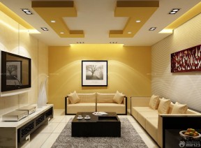 温馨客厅颜色搭配黄色墙面装修效果图片