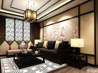 传统中式风格家装手绘沙发背景墙图片