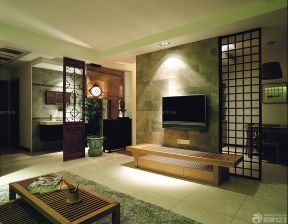 小户型电视背景墙 简中式装修客厅