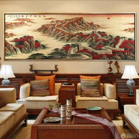 古典中式风格客厅十字绣图片