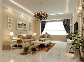 簡歐客廳裝修效果圖 吊燈裝修效果圖片