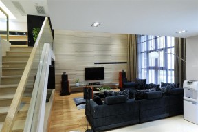 现代简约电视背景墙效果图 跃层式住宅
