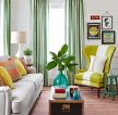 美式风格客厅条纹窗帘装修装潢效果图片