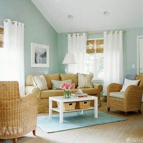客厅青色墙面装修装饰效果图片
