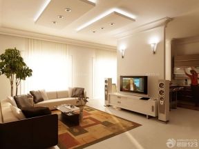 家庭客廳電視背景墻 白色簡約裝修效果圖
