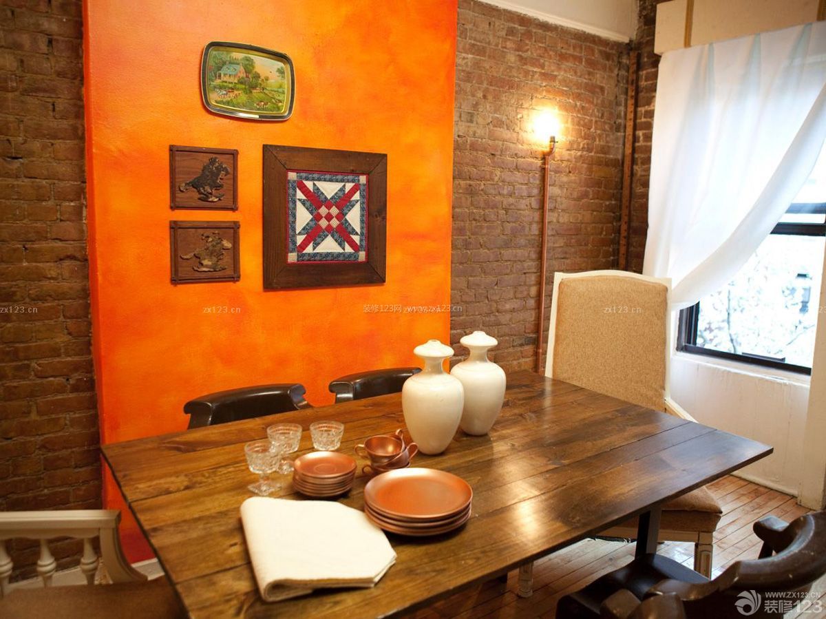 家装餐厅仿古砖墙面装修效果图片
