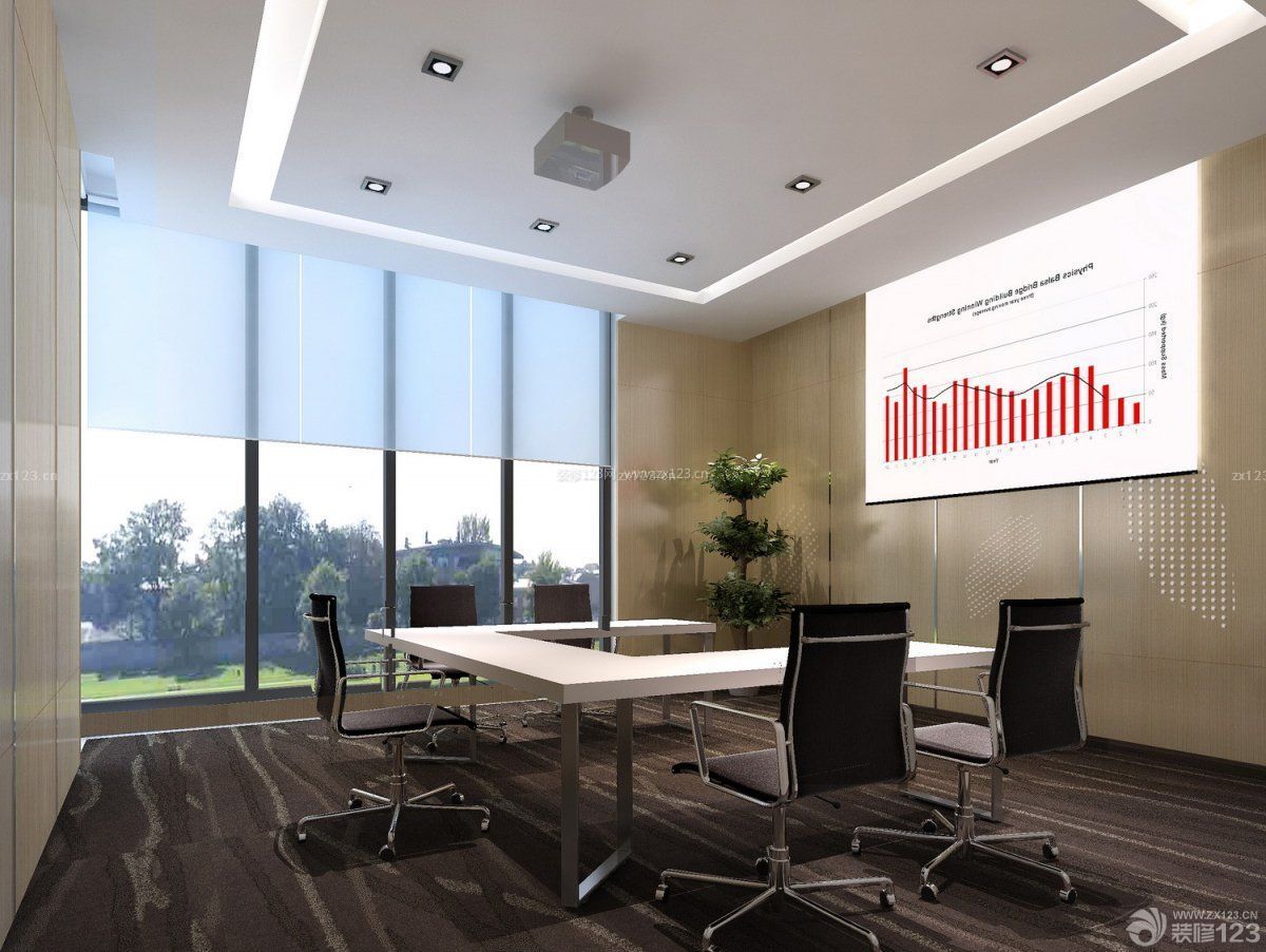 现代小型多功能会议室窗户设计效果图片