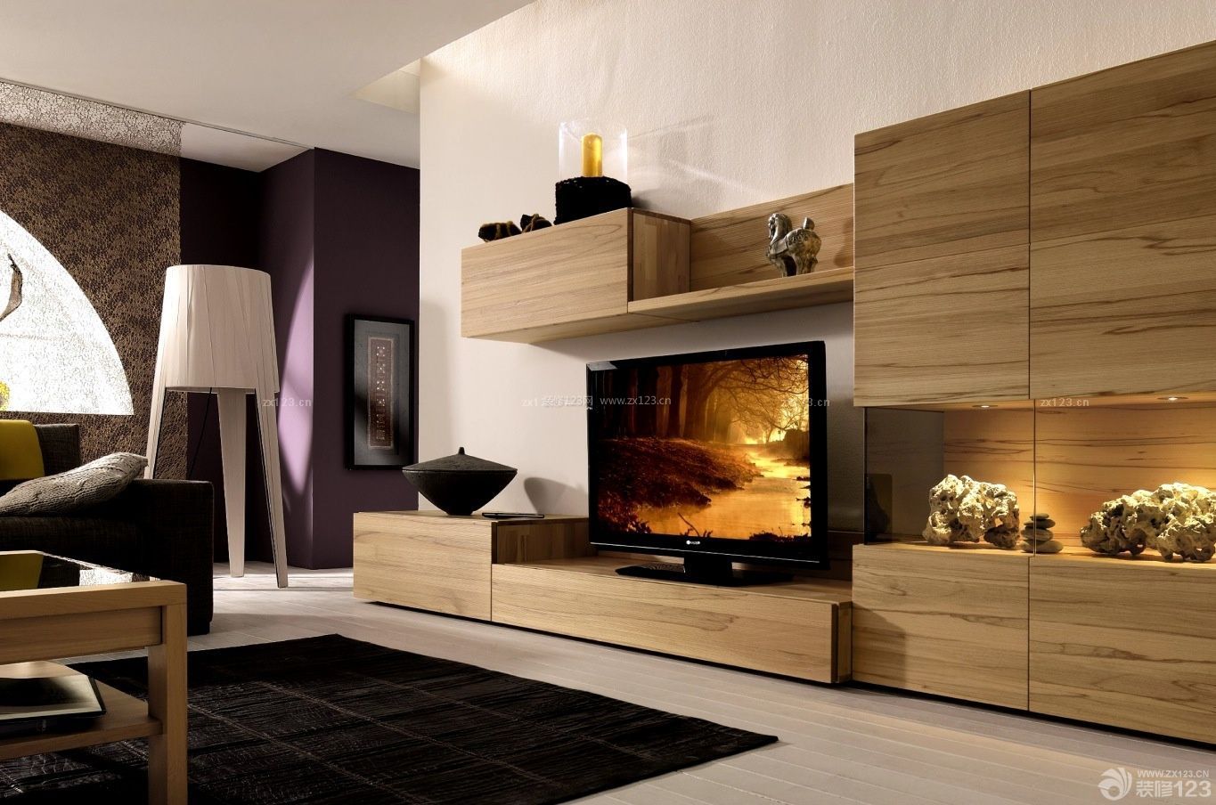 时尚现代风格小电视柜背景墙效果图