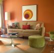 简约客厅橙色墙面装修装饰效果图片