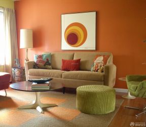 客厅装饰图 橙色墙面装修效果图片