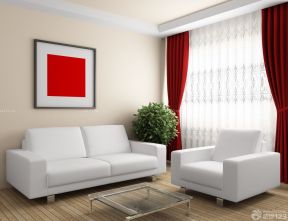 客厅窗帘装修效果图 红色窗帘装修效果图片