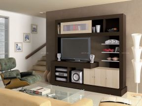 复式家庭装修客厅组合电视柜电视背景墙图片