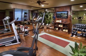 健身房效果图 浅棕色木地板装修效果图片