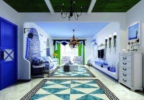 客厅地板砖效果图 地中海风格家居设计
