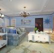 唯美地中海客厅蓝色墙面装修效果图片