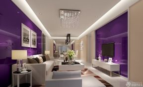家装客厅 紫色墙面装修效果图片