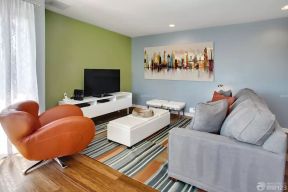 客厅电视墙装修设计纯色壁纸效果图片