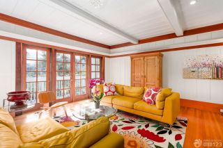 家装客厅橙色地砖装修效果图片