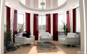 客厅窗帘搭配 红色窗帘装修效果图片