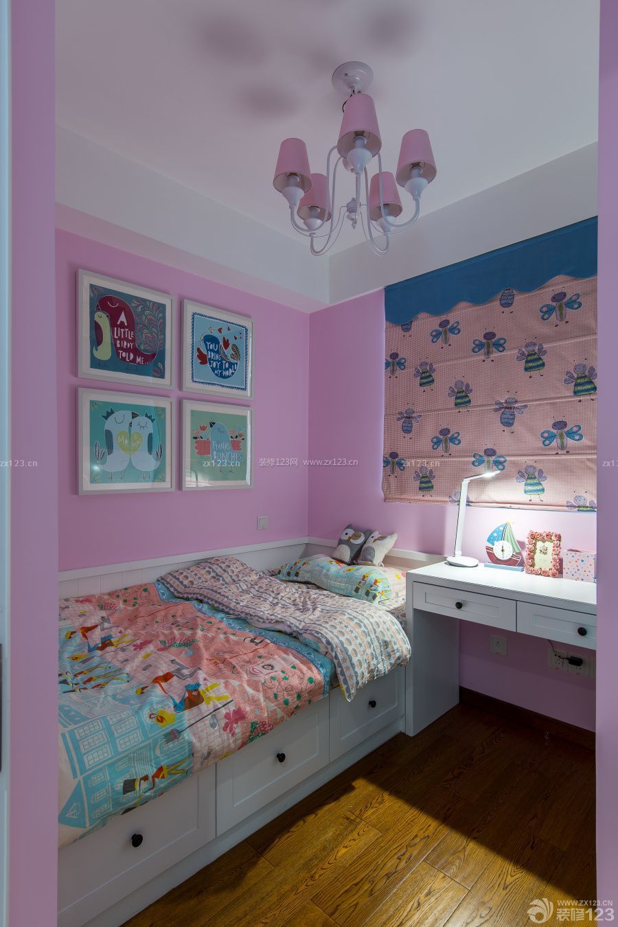 现代北欧风格粉色儿童房图片