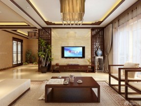 家裝客廳電視墻效果圖 中式裝修客廳背景墻