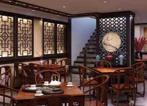 中式茶楼室内楼梯设计装修效果图片