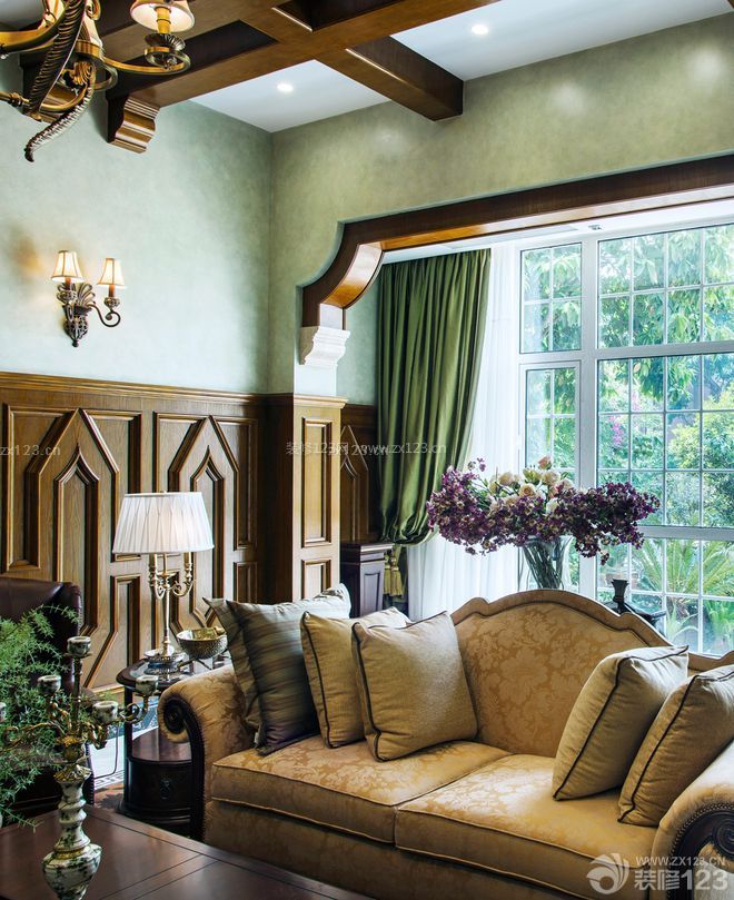 美式别墅设计 布艺沙发装修效果图片