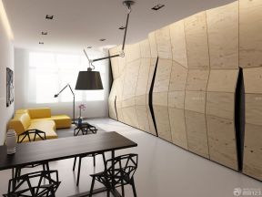 60平米loft裝修 木質背景墻裝修效果圖片