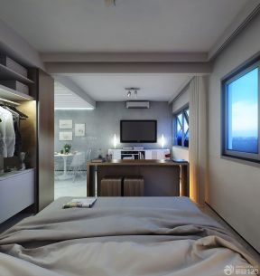 80多平米的小户型房子客厅卧室一体装修图