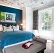 130平米复式卧室几何图案窗帘装修效果图片