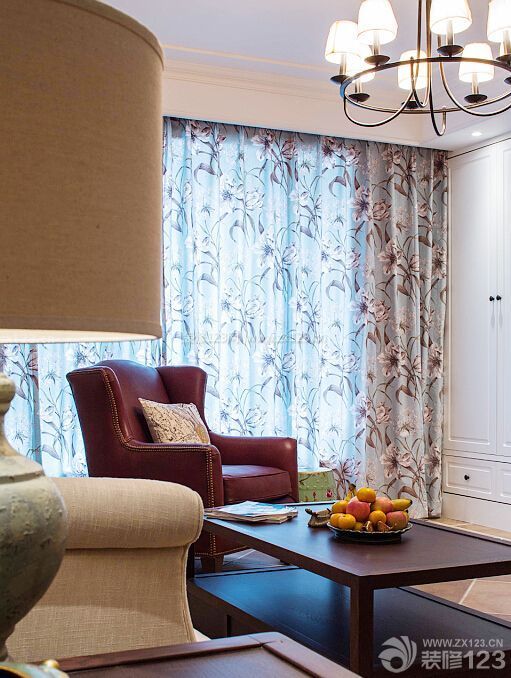 美式室内设计 家装客厅窗帘效果图