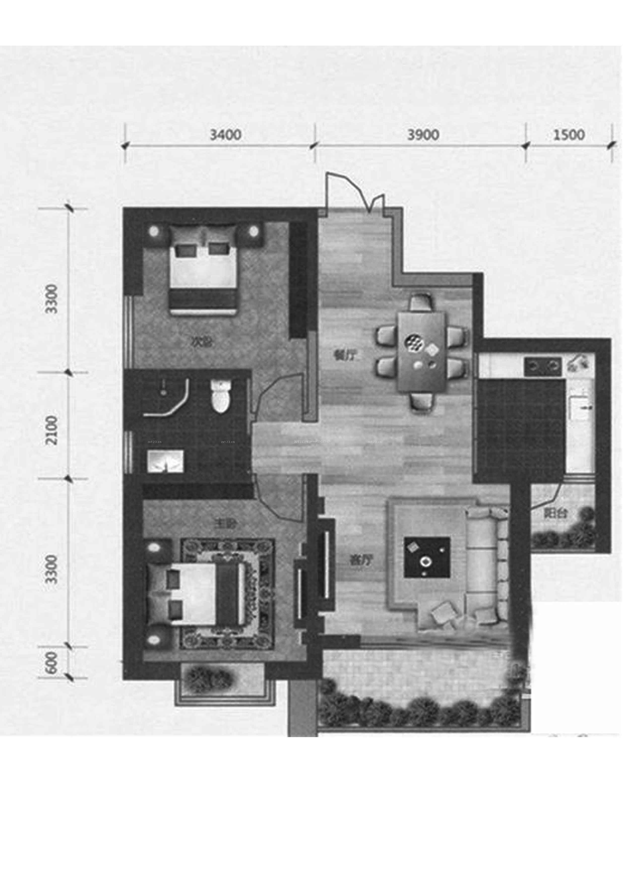 2023最新兩居室房子戶型設(shè)計(jì)圖片