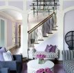 简欧家装客厅紫色墙面装修效果图片