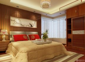 中式卧室背景墙 现代简约装修风格
