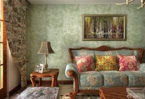 田园风格大厅 沙发背景墙装修效果图片