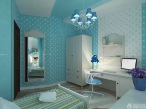 儿童房卧室深蓝色墙壁装修