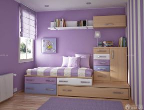 儿童房卧室 紫色墙面装修效果图片