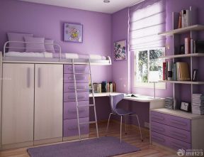 儿童房卧室 紫色墙面装修效果图片